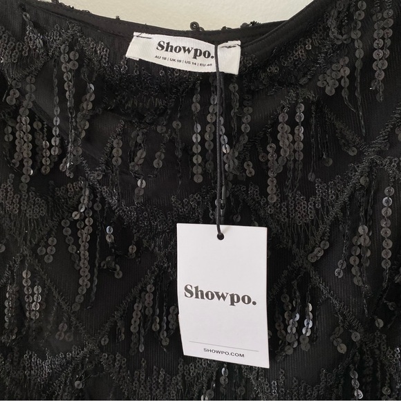 Showpo. Khrizza Sequin Diamond Mesh Black Costume/Party Mini Skirt size 14 - Picture 9 of 11